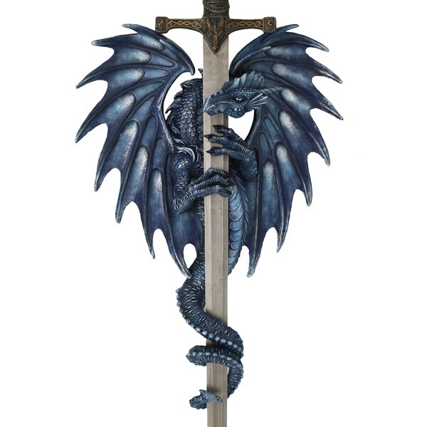 Sea Blade Dragon Sword and Holder Statue Wall Display Plaque